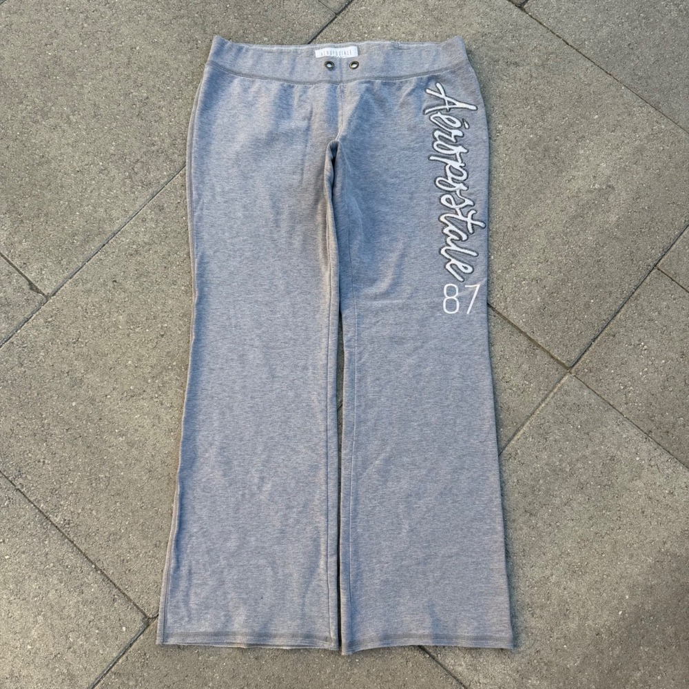 Aeropostale 87 Gray Wide Leg Sweatpants XL Low Rise Y2K Lounge Pants